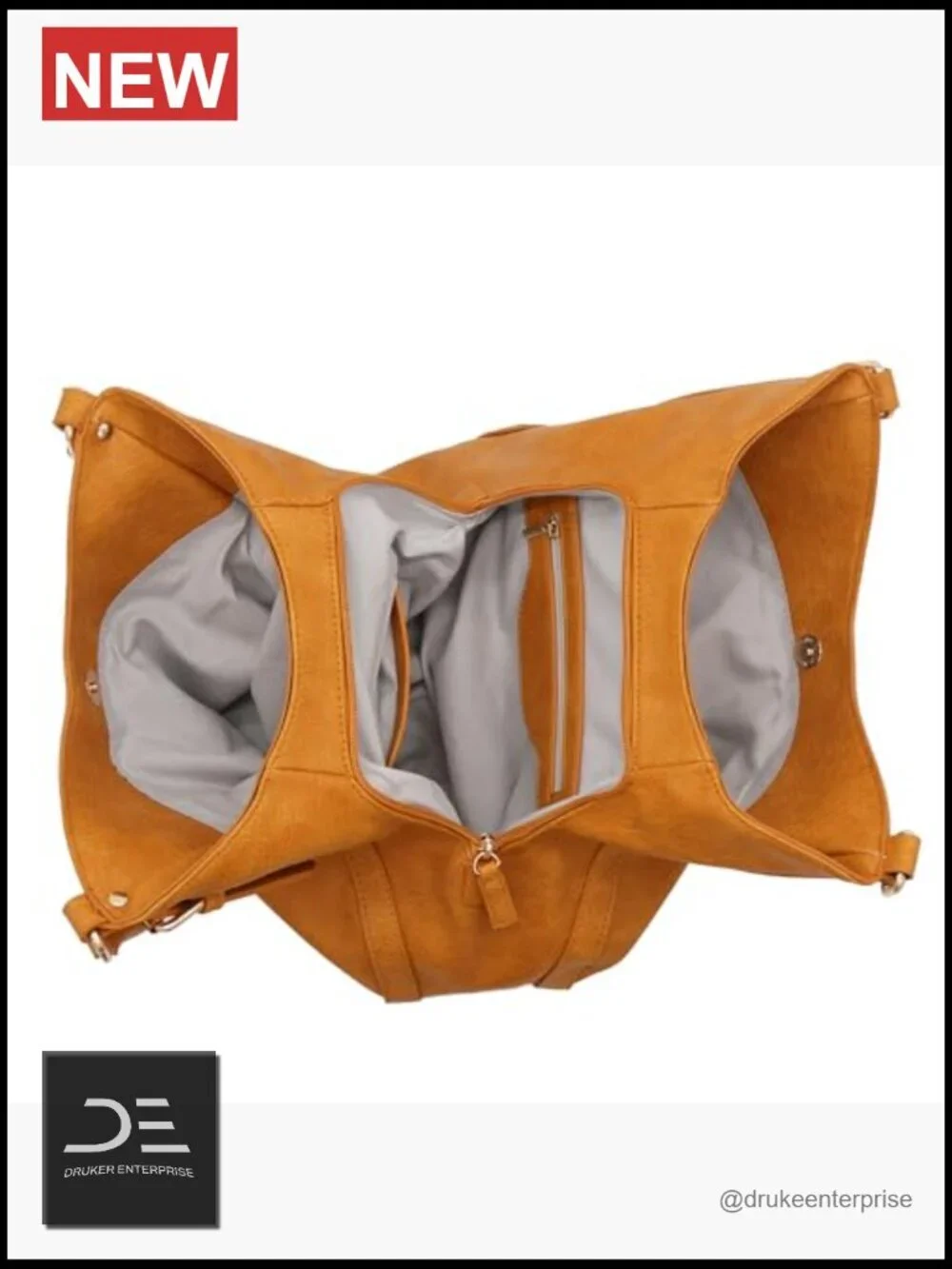 Faux Leather Medium Hobo Bag with 3 Compartments